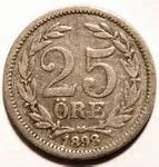 En tidig 25-öring som motsvarade 12 shilling. Äldre människor kallade ofta 25 öringen just för tolvskilling